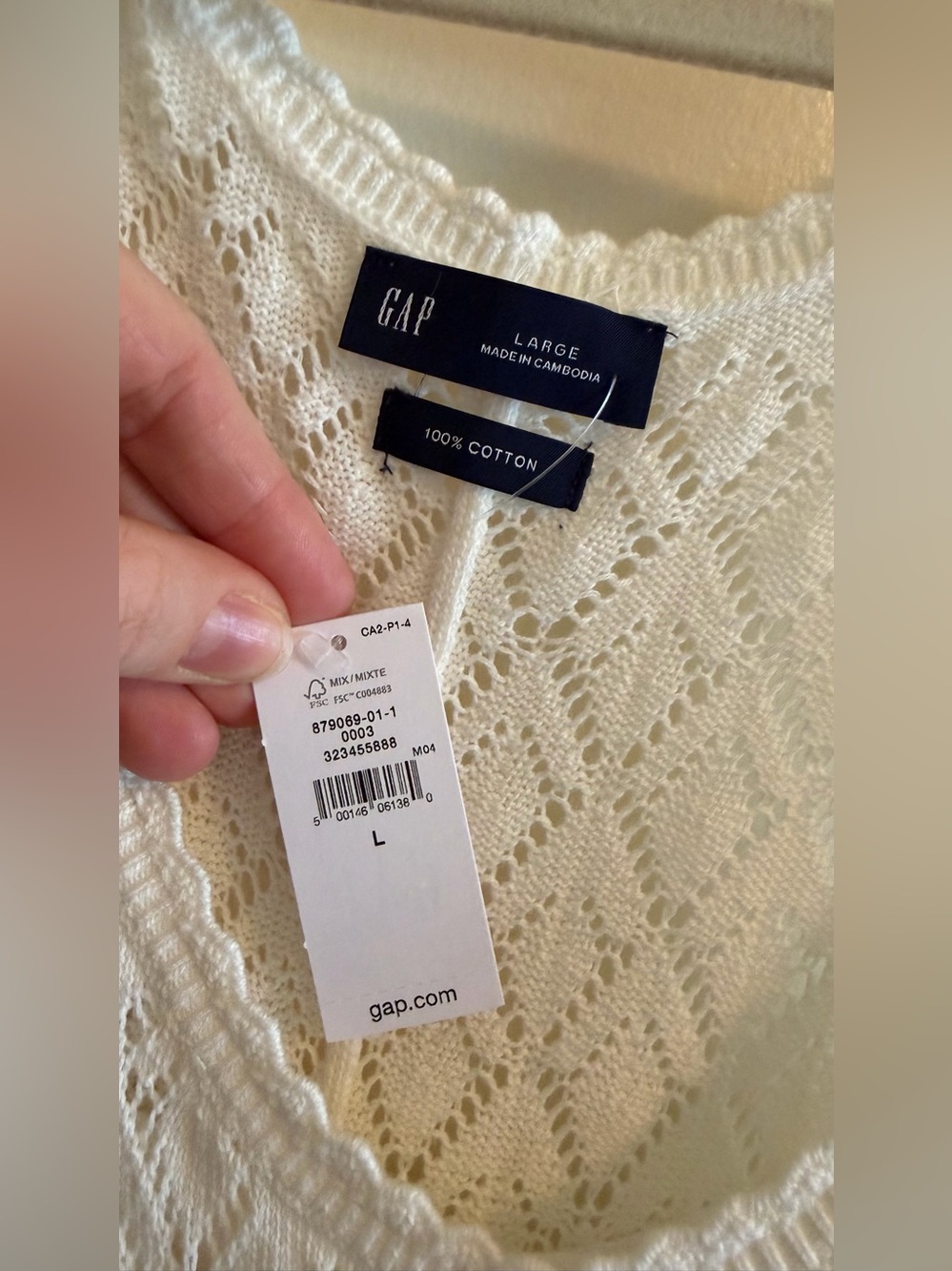 GAP Pointelle Maxi Knit Dress - white - size L - NWT - Picture 8 of 9